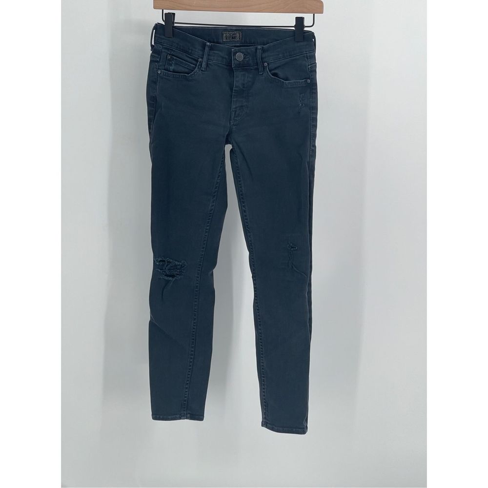 Mother Jeans Women Size 25‎ The Muse Ankle Blowout Midnight Faded Black Mid Rise